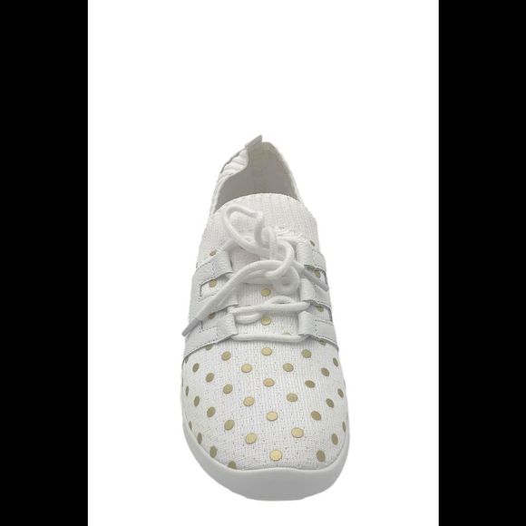 Isaac Mizrahi Live! Polka-Dot Lace-Up Knit Sneaker White - Medium - Picture 3 of 5